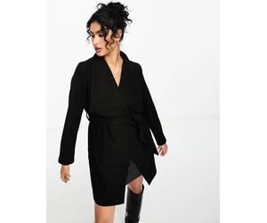 Vila - Cappotto nero a cascata con cintura 44