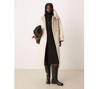 VILA - Cappotto premium elegante color crema bou on collo a imbuto-Bianco 46