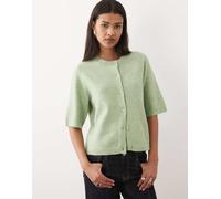 VILA - Cardigan a maniche corte in maglia morbida verde mela mélange 2XL