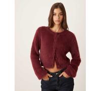 VILA - Cardigan in maglia soffice super morbida bordeaux-Marrone XL