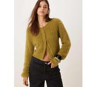 VILA - Cardigan in maglia soffice super morbida verde L