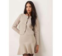VILA - Cardigan in maglia strutturata beige mélange in coordinato-Grigio 2XL