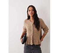 Vila cardigan lavorato a maglia con peplo e fondo beige mélange-Neutro XL
