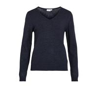 Vila Clothes Maglione da Donna Viril L/S con Scollo a V Lavorato a Maglia, Blu (Total Eclipse Detail: Melange), L