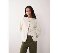 Vila giacca teddy con bottoni davanti color crema-Bianco 38