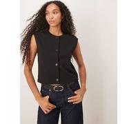 VILA - Gilet nero con scollo rotondo e maniche ad aletta M