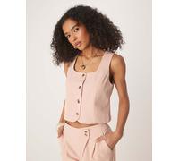 Vila - Gilet sartoriale color pesca whip con scollo squadrato e bottoni sul davanti in coordinato-Rosa 38