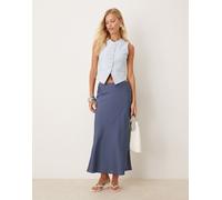 Vila - Gonna lunga blu medio in raso 42