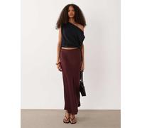 VILA - Gonna lunga in raso bordeaux intenso-Rosso 44