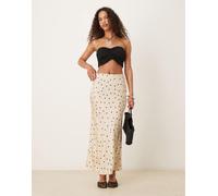 Vila - Gonna lunga in raso champagne a pois-Multicolore 38