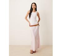 Vila - Gonna lunga in raso color fiori di ciliegio-Rosa 34