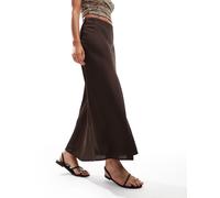 Vila - Gonna lunga in raso marrone cioccolato 40