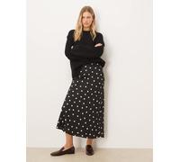 VILA - Gonna lunga in raso nera a pois bianchi-Nero 42