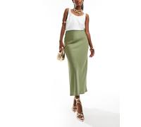 Vila - Gonna lunga in raso verde olio 44