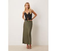 Vila - Gonna lunga in raso verde oliva 36