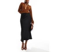 Vila - Gonna lunga nera in raso-Nero 34