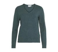 Vila Viril V-Neck L/S Knit Top-Noos Maglione Lavorato a Maglia, Ponderosa Pine/Dettaglio: Melange Scuro, L Donna