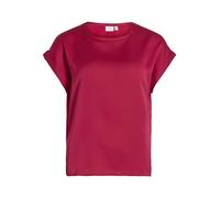 Vila Viellette S/S Satin Top-Noos Camicia a Maniche Corte, Cerise, 40 Donna