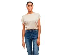 Vila Viellette S/S Satin Top/su-Noos T-Shirt, Cement, 50 Donna