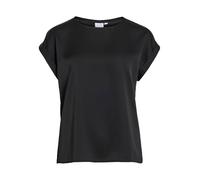 Vila Maglietta da Donna Viellette S/S Satin Top/su-Noos, Nero, 42
