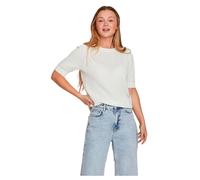 Vila Vidalo O-Neck S/S Knit Top/su-Noos Maglia, Bianco Alyssum, L Donna