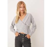 VILA - Maglione a portafoglio in maglia grigio XL