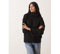 VILA - Maglione accollato nero con polsini M