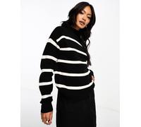 Vila Female Maglione a Righe, Nero, XS