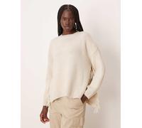 VILA - Maglione lavorato color crema con frange-Bianco 2XL