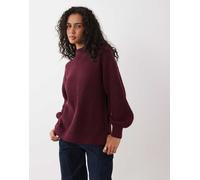 Vila maglione oversize a collo alto lavorato a maglia grossa bordeaux-Rosso XL