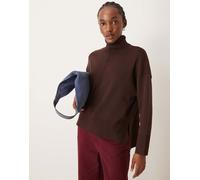 Vila - Maglione oversize accollato marrone cioccolato con cuciture L