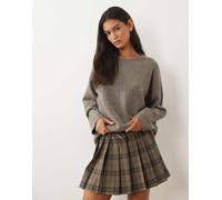Vila - Maglione oversize lavorato a maglia color falco mélange-Marrone XS