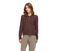 Vila polo in maglia a maniche lunghe con bottoni perlati color marrone cioccolato M