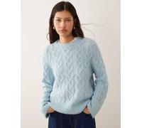 VILA - Maglione soffice lavorato a trecce azzurro-Blu XS