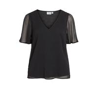 Vila Neck Top Vifalia-Maglietta con Scollo a V, S/S, Noos Donna
