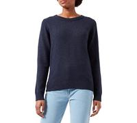Vila NOS Viril L/s O-Neck Knit Top-Noos Felpa, Blu (Total Eclipse Detail: Melange), Medium Donna
