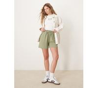 VILA - Pantaloncini ampi allacciati in vita verde olio 42