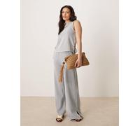 Vila - Pantaloni a fondo ampio a righe nere e crema in coordinato-Nero XS