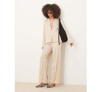 VILA - Pantaloni a fondo ampio allacciati in vita color avena in coordinato-Neutro 40