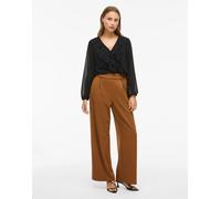 Vila - Pantaloni a fondo ampio color caramello-Marrone S
