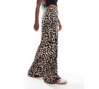 Vila - Pantaloni a fondo ampio con stampa leopardata-Multicolore S