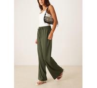 Vila - Pantaloni a fondo ampio verde kaki intenso con pinces M