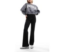 Vila - Pantaloni a vita alta con pieghe neri-Nero 2XL