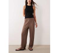 Vila - Pantaloni plissé ampi marroni in coordinato-Marrone 2XL