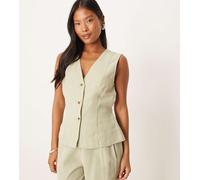 VILA Petite - Gilet sartoriale verde salvia allacciato in vita in coordinato 46