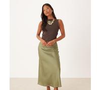 Vila Petite - Gonna lunga in raso verde olio 44
