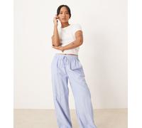 Vila Petite - Pantaloni dad fit a vita alta con risvolti sul fondo blu a righe 38