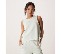 Vila Petite - Top senza maniche con laccetti laterali verde e crema a righe testurizzate in coordinato 40