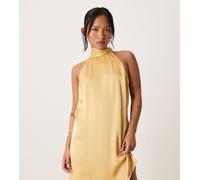 Vila Petite - Vestito corto allacciato al collo in raso giallo mais 42