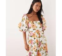 Vila Petite - Vestito lungo a balze con maniche voluminose bianco a fiori 36